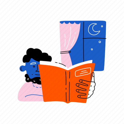 Night, reading, school, learning, study, library, education illustration - Download on Iconfinder