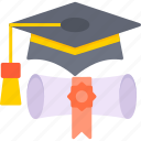 graduation, cap, academia, diploma, education, graduate