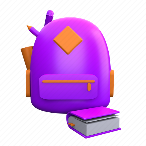 Bag, book 3D illustration - Download on Iconfinder