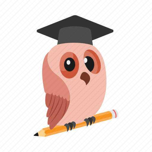 Degree, owl, hat, education, pencil icon - Download on Iconfinder