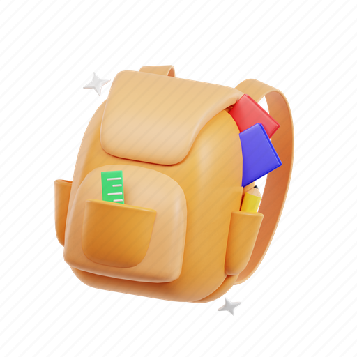 School bag, backpack, bag 3D illustration - Download on Iconfinder