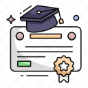 degree, diploma, certificate, deed, credential document