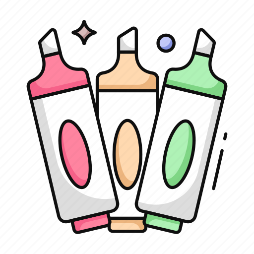 Highlighters, underliners, felt pens, stationery, school supplies icon - Download on Iconfinder