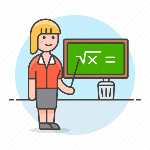 Chalkboard, classroom, education, female, instructor, lecturer, math icon - Download on Iconfinder
