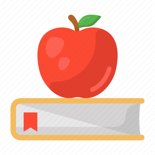 Apple on book, diet book, educational book, food learning, healthy education, notebook, textbook icon - Download on Iconfinder