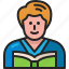 male, student, person, user, man, avatar, reading 