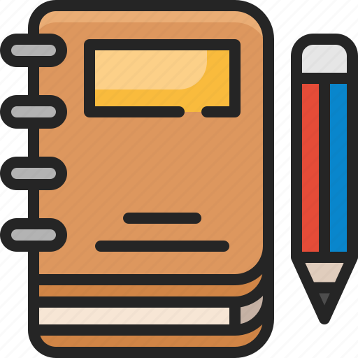 School, student, pencil, write, notebook, agenda, lecture icon - Download on Iconfinder