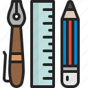 stationery, pen, pencil, ruler, write, tool