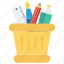 pen box, pencil container, pencil holder, pencil jar, stationery icon 