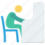 chair, furniture, lab, school, student, student chair icon, user 