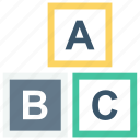 alphabet, box, boxes, child, cube, cubes, education, english icon