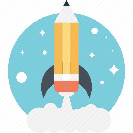 Creative start, creativity, pencil launch, rocket pencil, startup pencil icon - Download on Iconfinder
