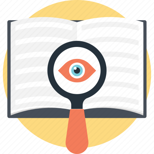 Book magnifying, dictionary loup, education, enhanced vision, text reading icon - Download on Iconfinder