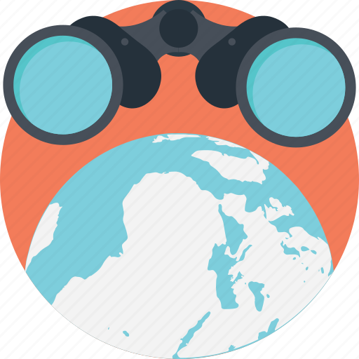 Discovery, finding, global search, globe binocular, invention icon - Download on Iconfinder