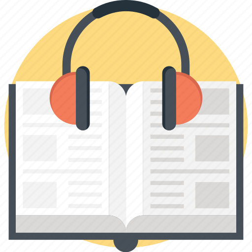 Audio book, book with headphone, digital book, e book, recording book icon - Download on Iconfinder
