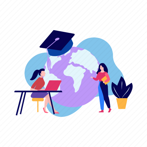 Female, studying, global, education, online icon - Download on Iconfinder