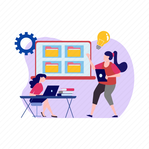 Female, studying, laptop, online, education icon - Download on Iconfinder