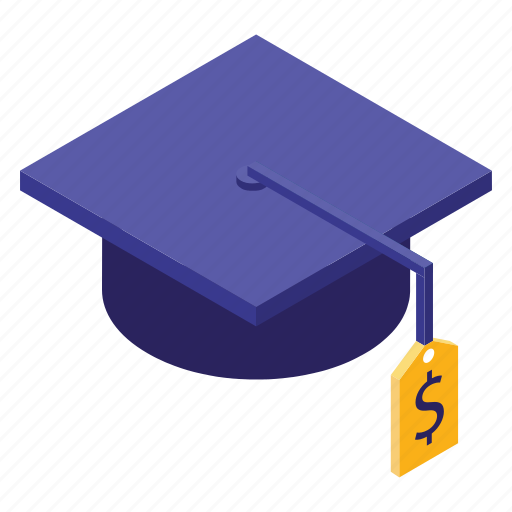 And, business, education, fee, graduation cap, isometric, money icon - Download on Iconfinder