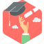 graduation, certificate, degree, diploma, education, graduate, hat 