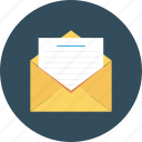 document, envelope, mail, open icon