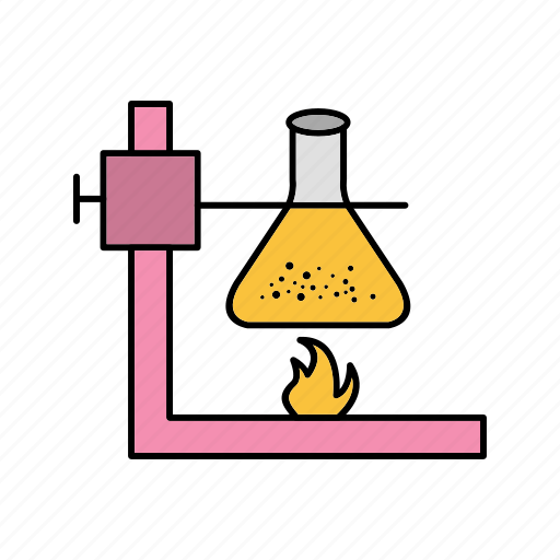 Experiment, fire under flask, flask stand icon - Download on Iconfinder