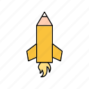 pencil rocket, rocket, start 