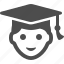 avatar, boy, graduation cap, graduation hat, people, student 