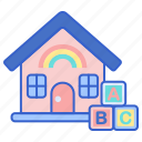 alphabet, house, kindergarten, school 