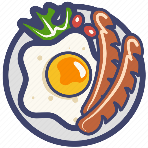 Breakfast, egg, fried egg, meal, pudding, salad, sausage icon - Download on Iconfinder