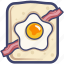 bacon, bread, breakfast, egg, fried egg, ham, toast 