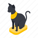 ancient, animal, cat, egypt, isometric, necklace, statue