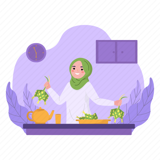 Ramadan kareem, eid mubarak, muslim, islam, ketupat, cooking, rice cake icon - Download on Iconfinder