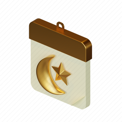 Wall, calendar, islamic, eid, mubarak, crescent, star 3D illustration - Download on Iconfinder