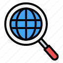 magnifying, glass, searching, worldwide, planet, earth, maps, world, globe
