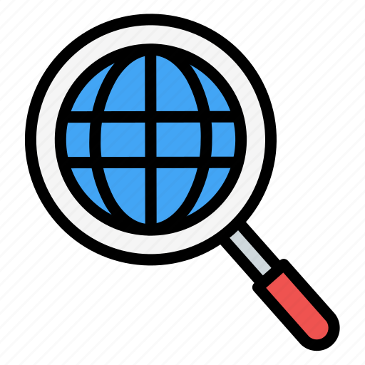 Magnifying, glass, searching, worldwide, planet, earth, maps icon - Download on Iconfinder