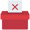 ballot, box, cross, voting, vote, no