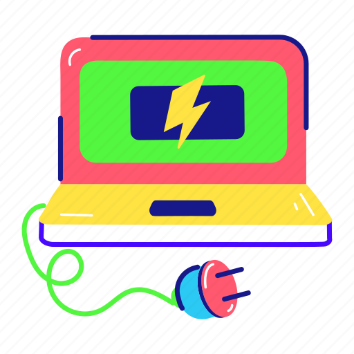 Laptop charging, minicomputer, palmtop, notebook computer, microcomputer icon - Download on Iconfinder