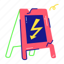 electric spark, spark sign, electric shock, signboard, warning board