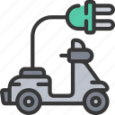 electric, scooter, vehicle, plug, automobile, transport, moped