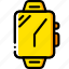 devices, smart, time, watch, yellow 