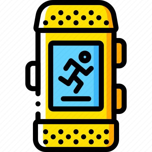 Devices, fitness, run, tracker, watch, yellow icon - Download on Iconfinder