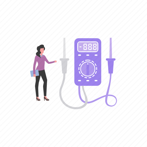 Voltmeter, units, girl, standing, equipment icon - Download on Iconfinder