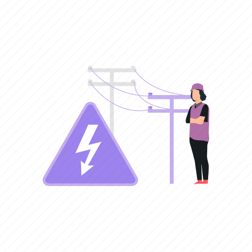 Warning, sign, symbol, electrician, girl icon - Download on Iconfinder