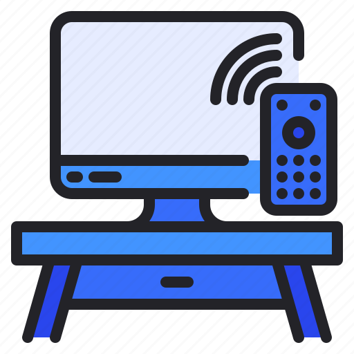 Desk, remote, smart, table, tv icon - Download on Iconfinder
