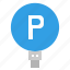 park, sign, parking, car, circle, transportation 