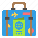 tourism, pass, passport, plane, travel, bag, holiday, briefcase, vacation