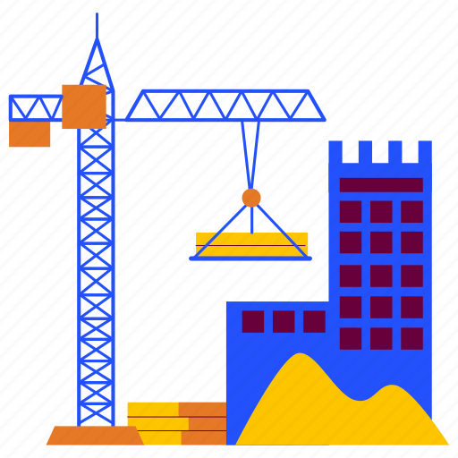Construction crane, building materials, site, craning, crane, lift, hook icon - Download on Iconfinder