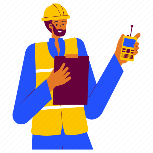 Construction worker monitoring, engineer, engineering, monitoring, check, talkie, man icon - Download on Iconfinder