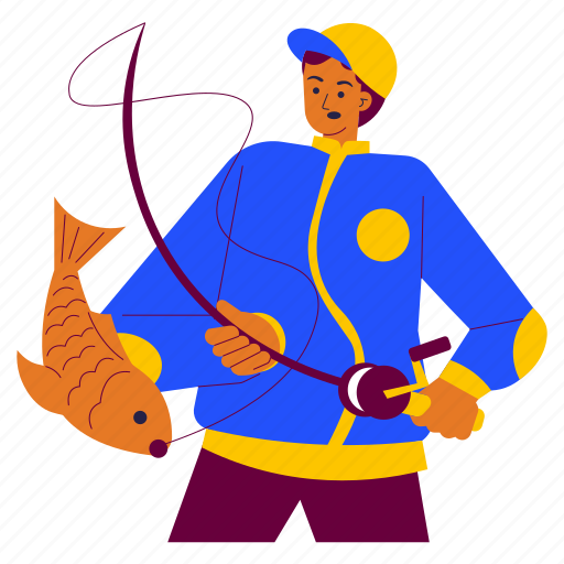 Fishing, fisher, fish, catch, hook, hobby, hobbies illustration - Download on Iconfinder