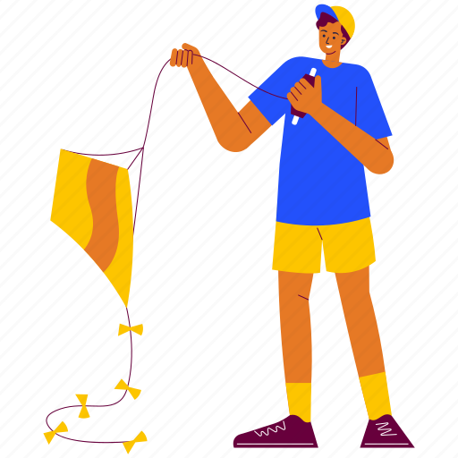 Flying a kite, fly, man, festival, kite, toy, playing illustration - Download on Iconfinder
